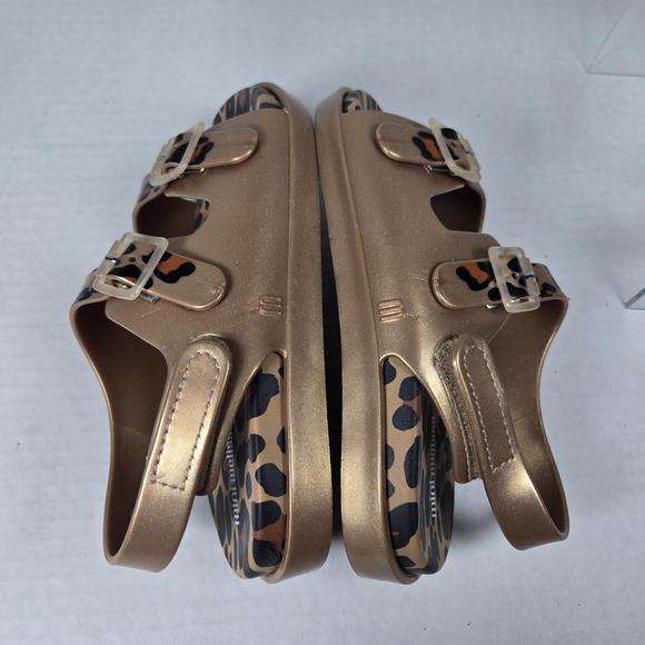 Mini Melissa Girls' Wide Leopard Gold Jelly Sandals Size Eu 28/29 US 11 Toddler - Picture 6 of 7